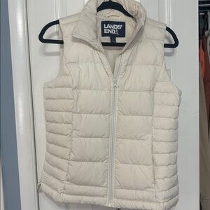 Lands End Womens White Down Puffer Vest